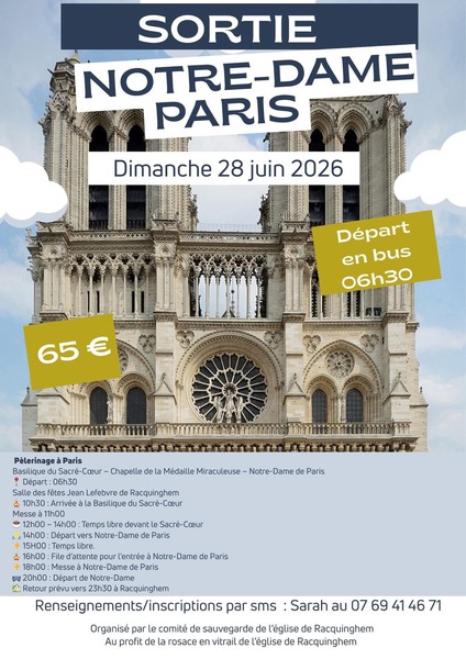 Sortie vers Notre dame de Paris depuis Racquinghem