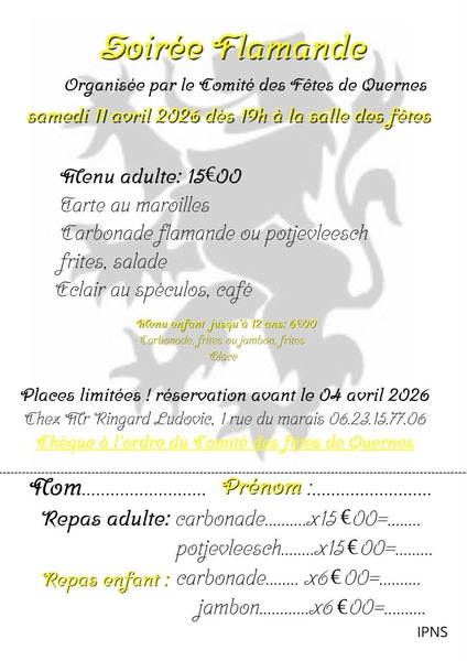 Soirée Flamande ce samedi 11 avril à Quernes