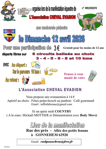 De la randonnée ce dimanche 12 avril avec l'association Cheval Evasion de Gonnehem