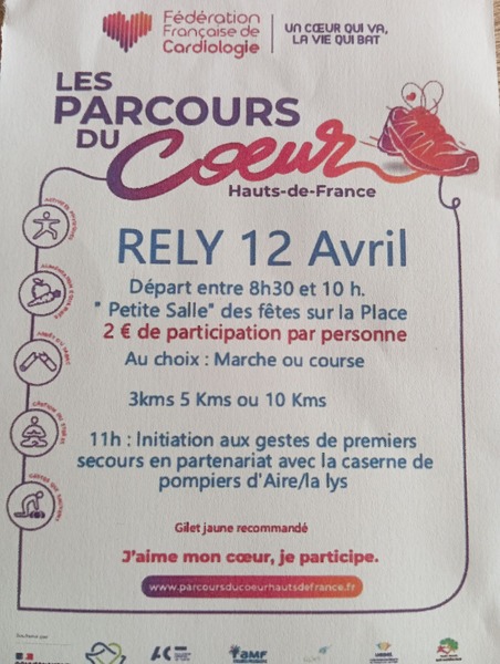 Les parcours du coeur de la commune de Rely ce dimanche 12 avril