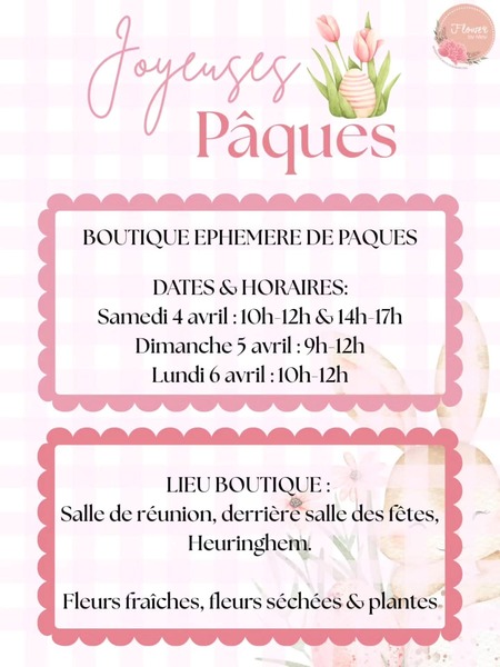 Boutique éphémère avec Flower By May de Heuringhem du samedi 4 avril au lundi 6 avril