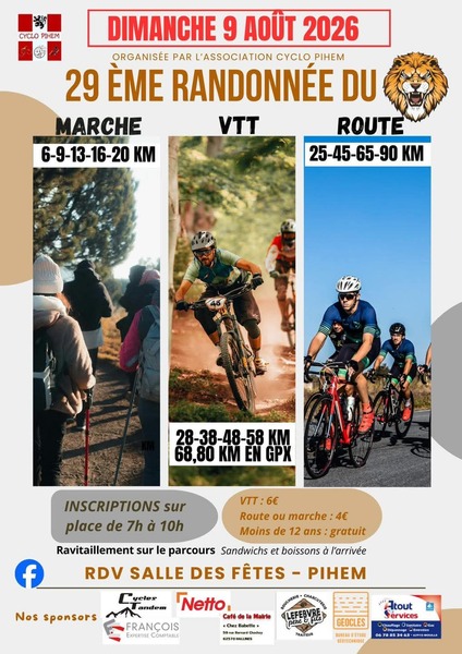 29éme Randonnée du Lion à Pihem ce dimanche 9 aout
