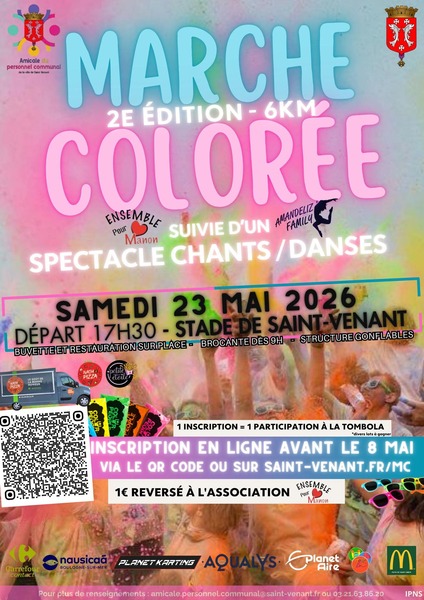 Deuxième édition de la marche colorée de Saint Venant ce samedi 23 mai