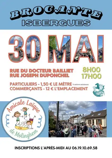 L'amicale Laïque de Molinghem à Isbergues organise une brocante ce samedi 30 mai