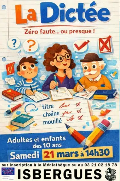 La dictée, zéro faute ou presque ce samedi 21 mars à Isbergues !