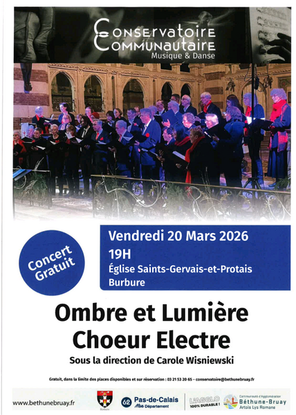 Ombre et lumière choeur Electre ce vendredi 20 mars à Burbure