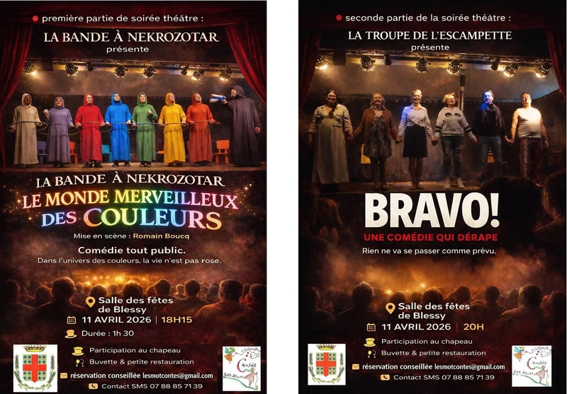 Deux séances de théâtre en une soirée ce samedi 11 avril