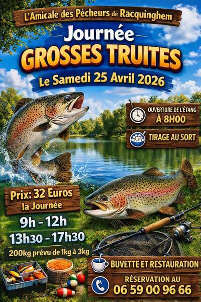 L'amicale des pêcheurs de Racquinghem organise une journée grosses truites ce samedi 25 avril
