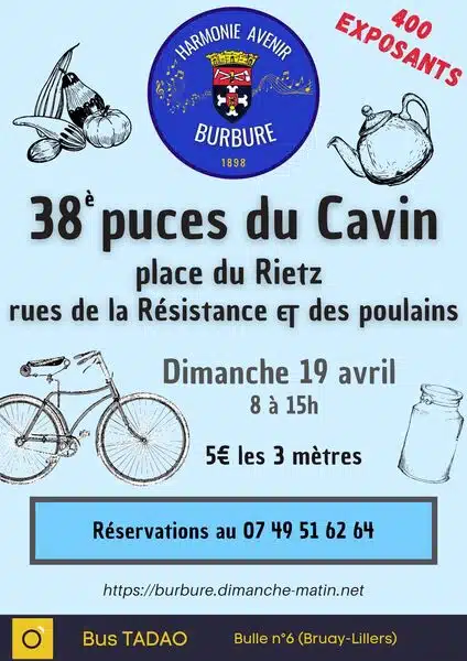 38éme édition des puces du Cavin à Burbure ce dimanche 19 avril