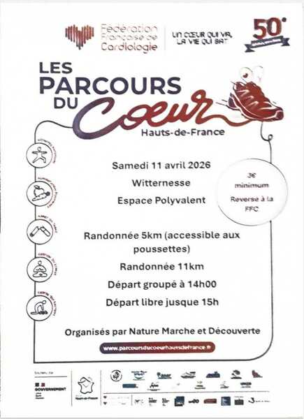 Les parcours du coeur de Witternesse se dérouleront ce samedi 11 avril à partir de 14h