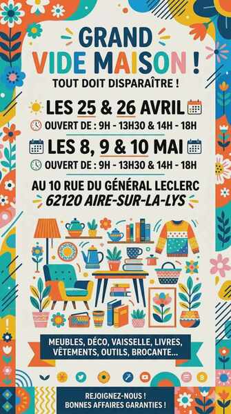 Grand vide maison durant deux week-end à Aire sur la Lys