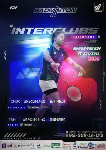 Les interclubs reviennent à Aire sur la Lys, le volant Airois vous donne rendez vous pour les rencontres en nationale 2 et Top 12