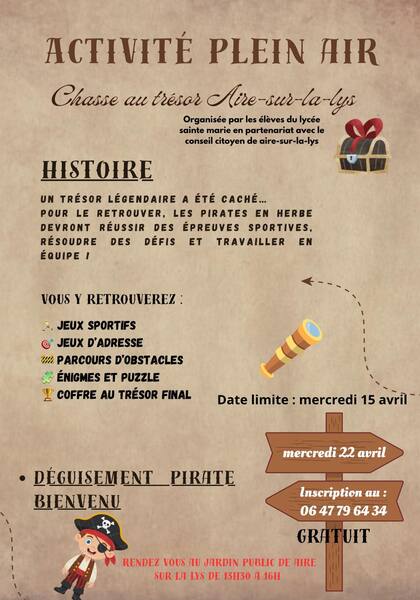 Une chasse au trésor à Aire sur la Lys ce mercredi 22 avril