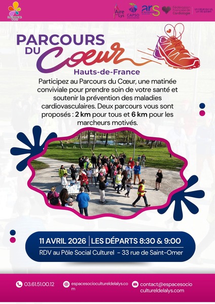 Les parcours du coeur de l'année 2026 se dérouleront le samedi 11 avril à AIRE SUR LA LYS