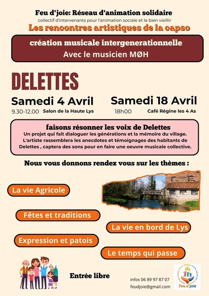 Les rencontre artistiques de la CAPSO ce samedi 4 et 18 avril à Delettes