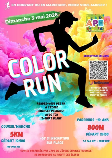 Color run ce dimanche 3 mai à Morbecque avec l'APE du village