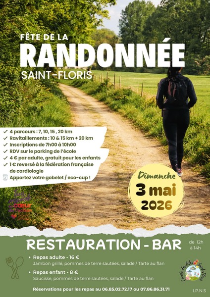 Une fête de la randonnée et un repas au midi à Saint Floris ce dimanche 3 mai