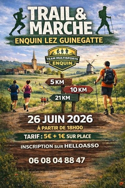 Trail et marche ce vendredi 26 juin à Enquin lez guinegatte