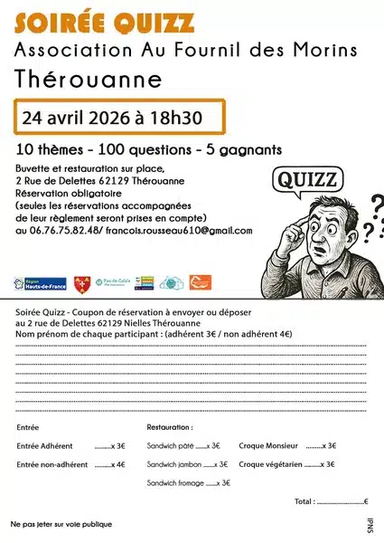 Une soirée quizz est programmée ce vendredi 24 avril au fournil des morins de Thérouanne