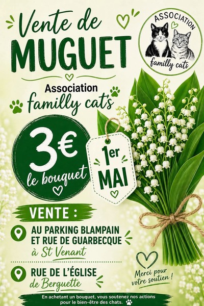 Vente de muguet ce vendredi 1 mai à Isbergues et Saint Venant