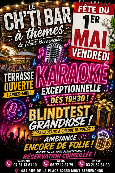 Soirée karaoké ce vendredi 1 mai au ch'ti bar à thèmes de Mont Bernenchon