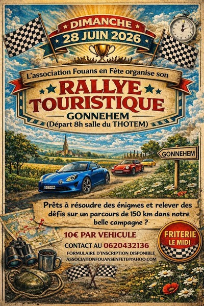 Rallye touristique ce dimanche 28 juin à Gonnehem