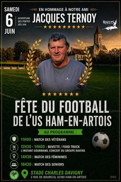 Une fête du football en hommage à Jacques Ternoy ce samedi 6 juin à Ham En Artois