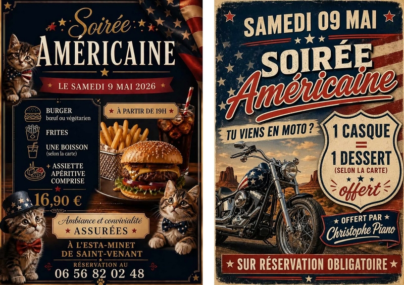 Soirée Américaine ce samedi 9 mai au bar à chat de Saint Venant