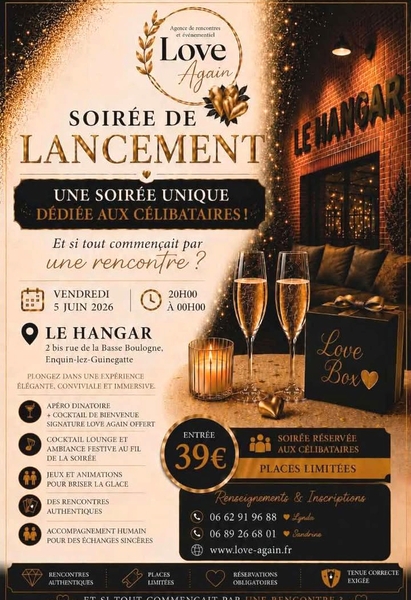 Soirée spéciale célibataires ce vendredi 5 juin à Enquin lez guinegatte