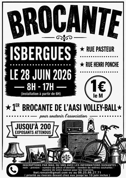 Une brocante sera organisée ce dimanche 28 juin à Isbergues