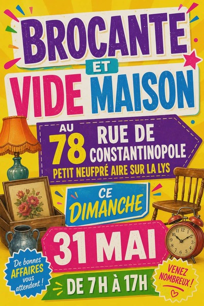 Vide maison ce dimanche 31 mai à Aire sur la Lys