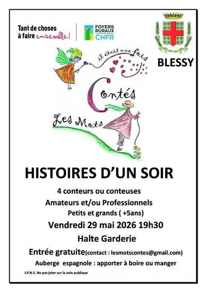 Histoires d'un soir à Blessy ce vendredi 29 mai