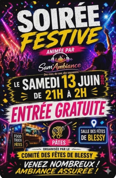 Soirée festive ce samedi 13 juin à Blessy
