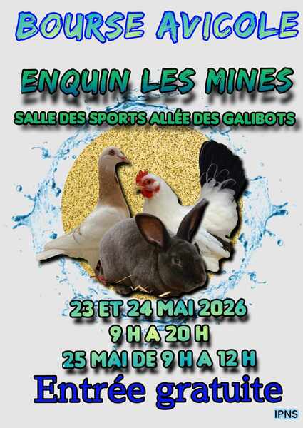 Bourse avicole ces samedi 23, dimanche 24 et lundi 25 mai à Enquin lez guinegatte