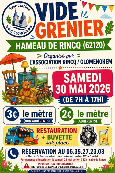 Un vide grenier au hameau de Rincq d'Aire sur la Lys ce samedi 30 mai