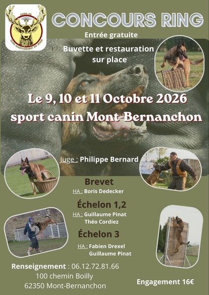 Concours de ring du vendredi 9 au dimanche 11 octobre à Mont Bernenchon