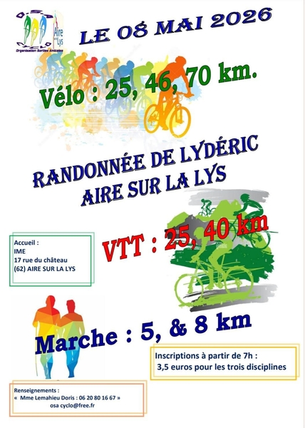 Les randonnées du Lydéric ce vendredi 8 mai au départ d'Aire sur la Lys