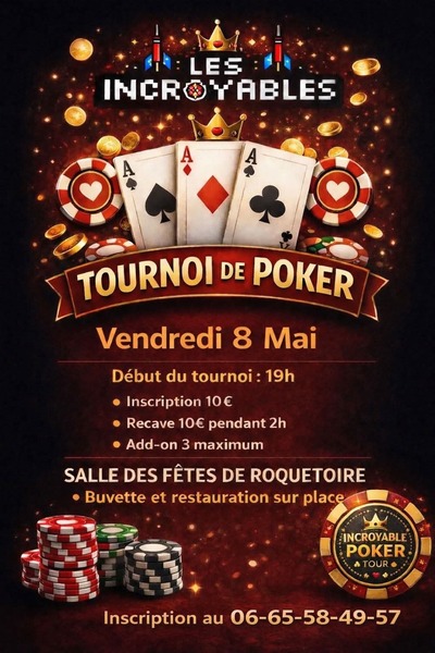 Tournoi de poker ce vendredi 8 mai à Roquetoire