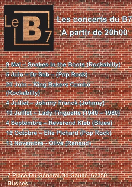 Des concerts au bar du B7 de Busnes jusqu'au mois de Novembre