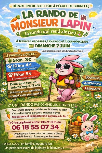 La rando de Monsieur Lapin ce dimanche 7 juin à Bourecq