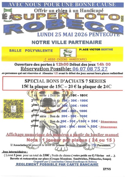 Super loto ce lundi 25 mai à Robecq avec plus de 2000€ de gain sur l'après midi