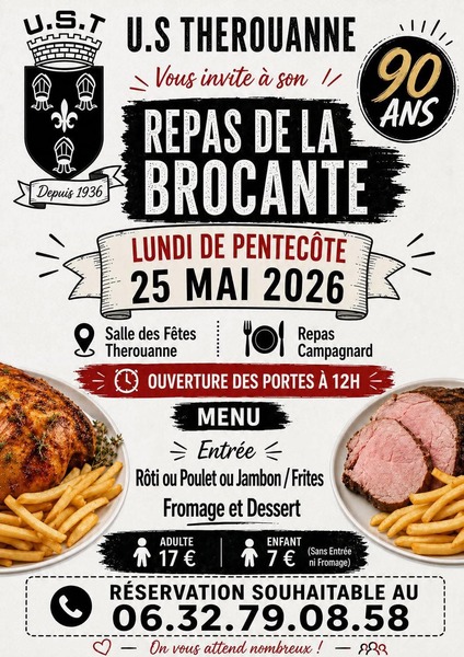 Le club de football de Thérouanne organise un repas pendant la brocante du lundi de la pentecote