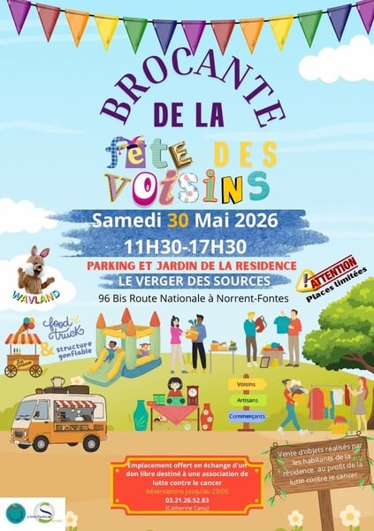 Brocante de la fête des voisins ce samedi 30 mai à Norrent Fontes