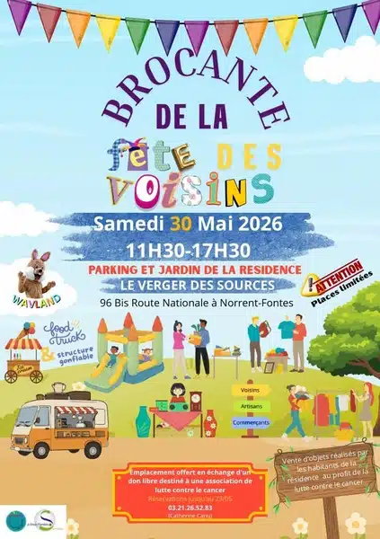 Brocante de la fête des voisins ce samedi 30 mai à Norrent Fontes