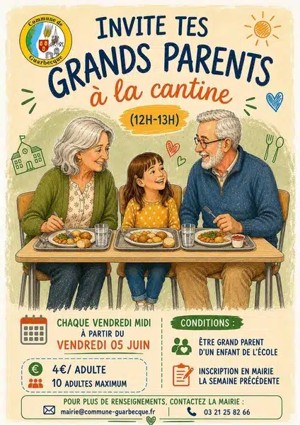 A Guarbecque, les grands parents pourront désormais partager un repas de cantine avec leur(s) petit(s) enfant(s) A Guarbecque, les grands parents pourront désormais partager un repas de cantine avec leur(s) petit(s) enfant(s)