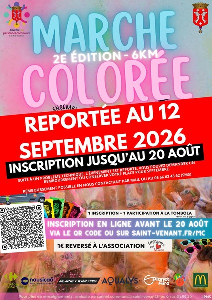 La marche colorée de Saint Venant est reportée au samedi 12 septembre