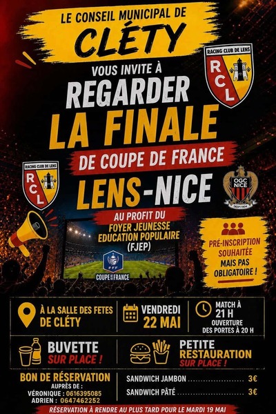 La finale de la coupe de France de football Lens contre Nice ce vendredi 22 mai