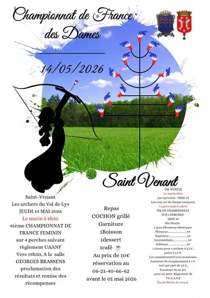 Championnat de France des Dames pour les archers du Val de Lys de Saint Venant ce jeudi 14 mai