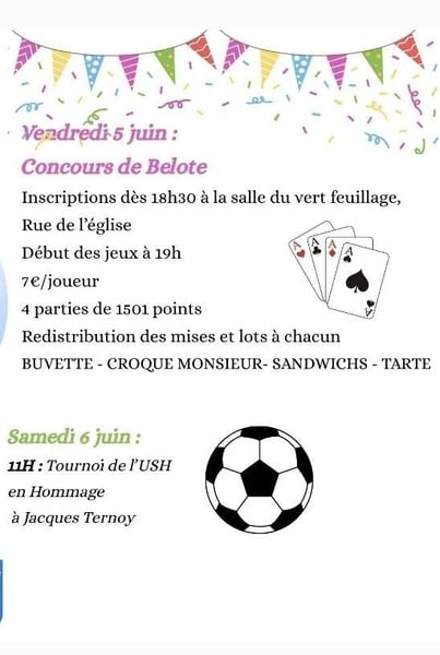 Concours de belote ce vendredi 5 juin à Ham en Artois