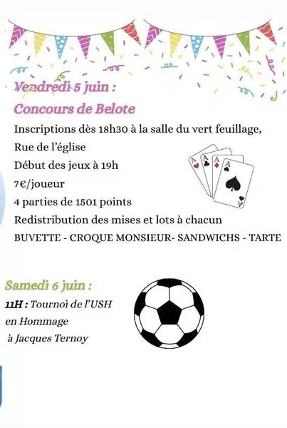 Concours de belote ce vendredi 5 juin à Ham en Artois